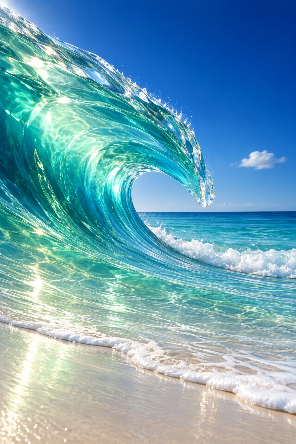 An imagined wave, with the light held inside it.