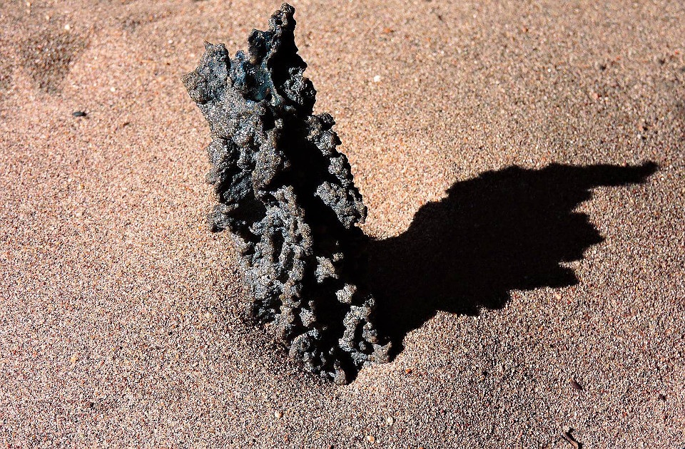 A glassy fulgurite formed when lightning fused sand at Great Sand Dunes National Park