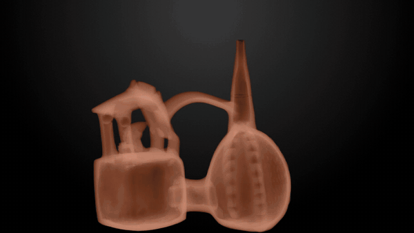 Museum animation revealing the vessel’s connected interior and airflow — The Metropolitan Museum of Art (2015). Architectural vessel AD 800–1300, Peru, Lambayeque; AMNH B/8285. Actual demonstration and explanatory animation.