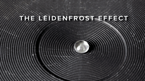 Real droplets moving uphill on a heated ratchet track — Science Friday / University of Bath researchers. Documentary excerpt; original playback speed retained.