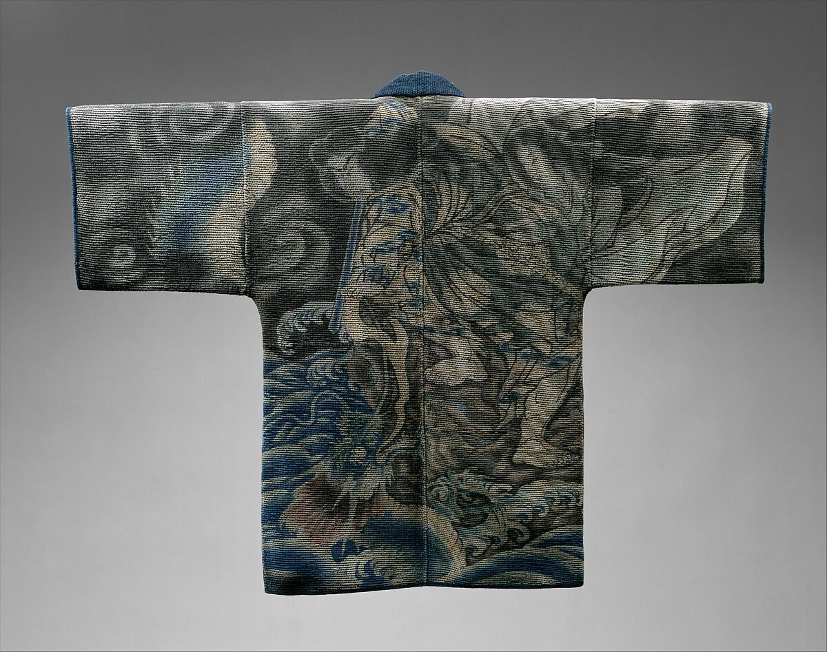 The decorated inside of the same firefighter’s coat, showing Susanoo and a monstrous serpent