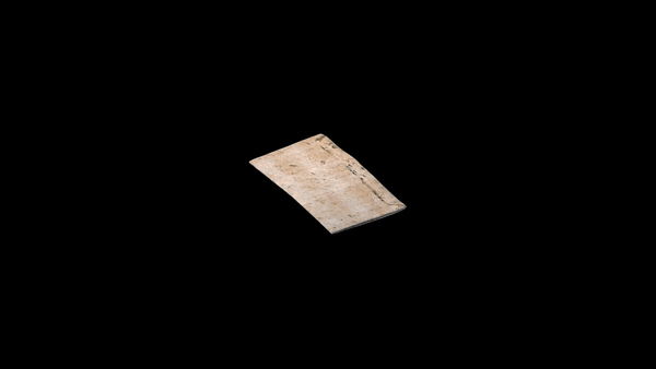 The 1697 letter DB-1627 virtually unfolding from its scanned folded geometry — Dambrogio et al., Nature Communications (2021), Supplementary Movie. Virtual unfolding of DB-1627; original research animation, not physical unfolding.
