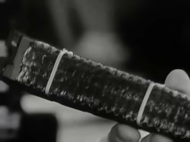 A close-up of Apollo’s wire memory during manufacture in the original 1965 film — MIT Museum Collections / MIT and WGBH, produced for NASA (1965). Computer for Apollo, original historical film.