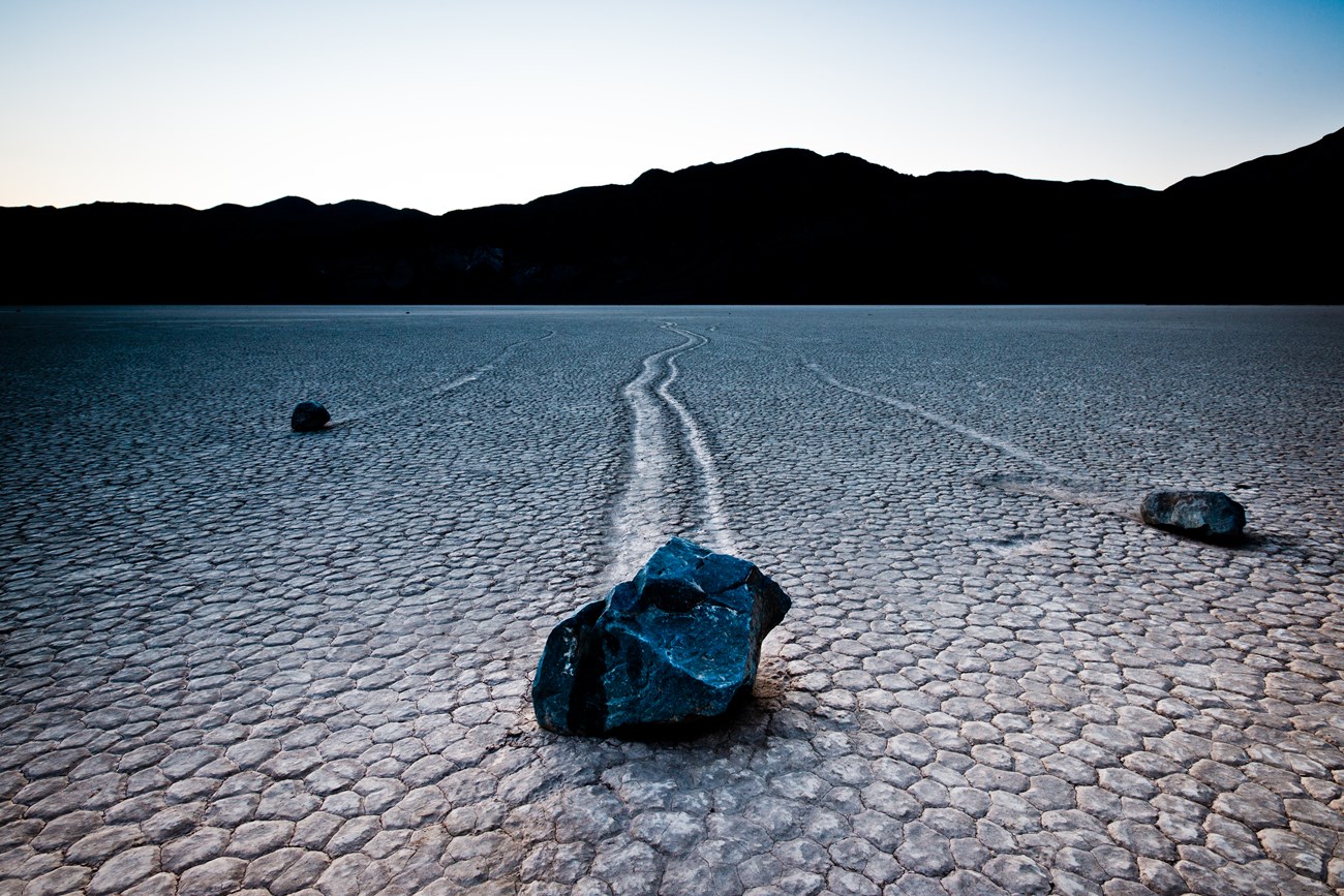 A sailing stone and its long track on Racetrack Playa