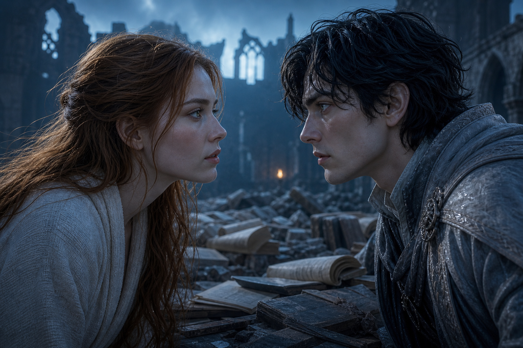 Their eyes met across the ruins.