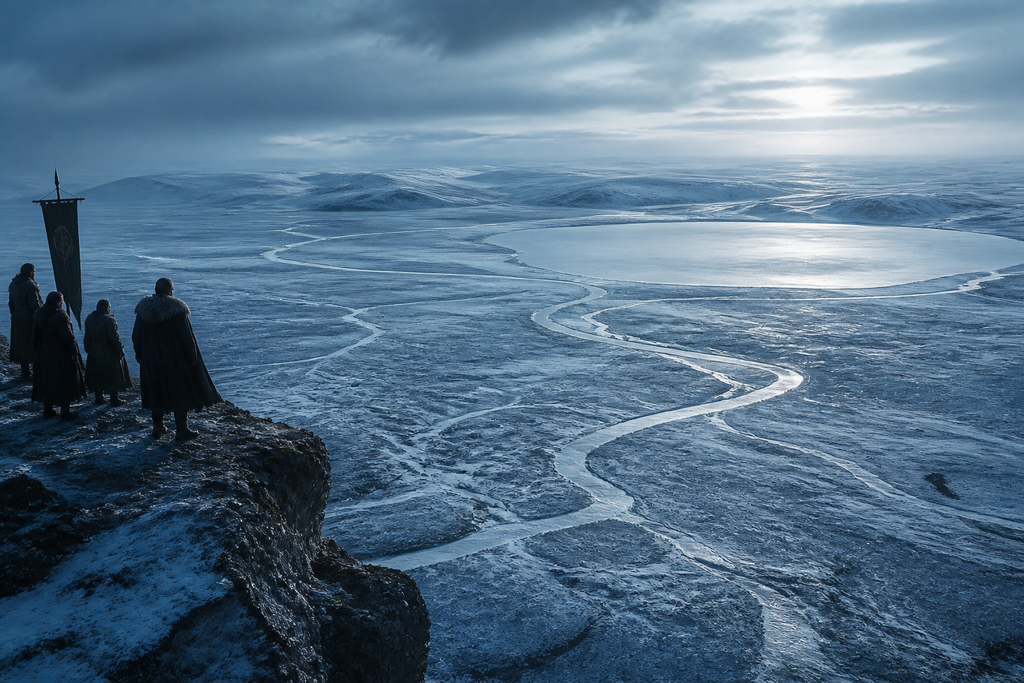 Frozen rivers traced pale lines below, but every lake was stone.