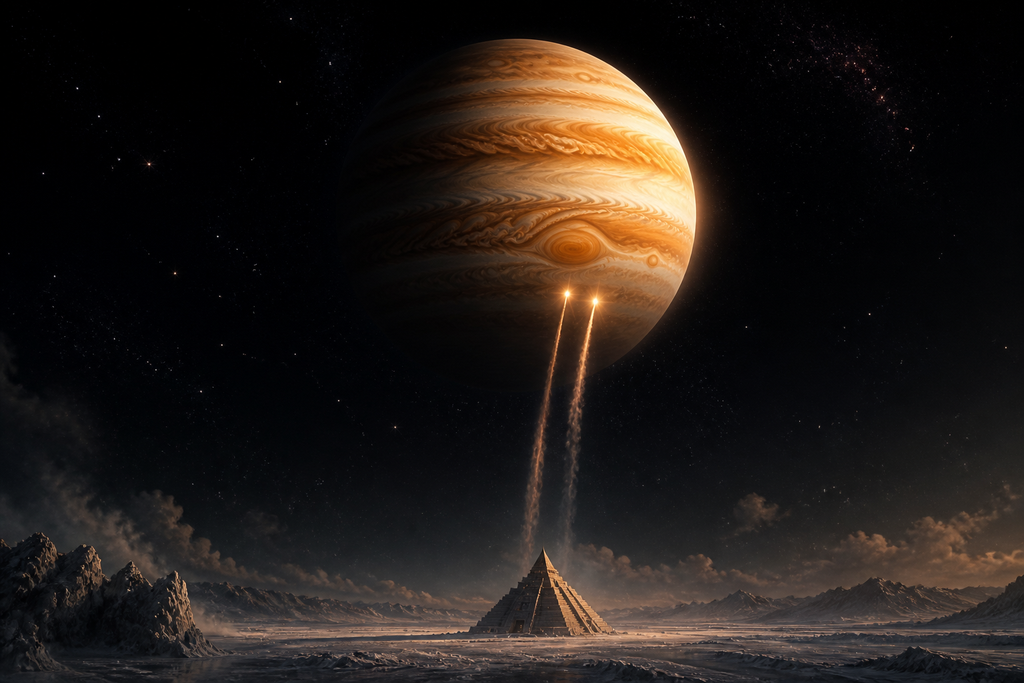Two small lights rose together toward Jupiter.