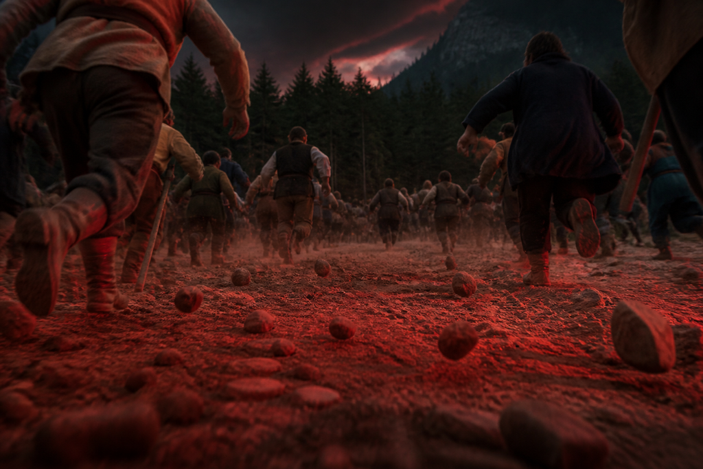 Beneath the crowd, the first low growl rolled toward the forest.