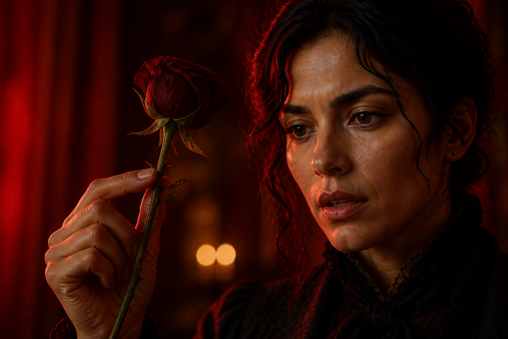 Natalie Brande pressed both palms to her temples, the rose stem drawing blood across one thumb.