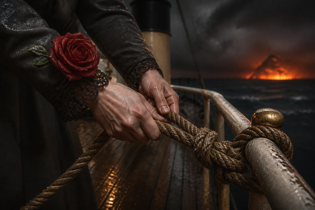 Edith Metford tied the child to a rail below Natalie Brande's rose.