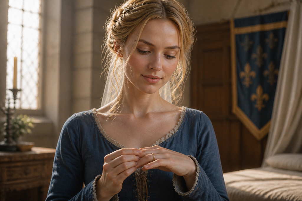She placed the ring on her finger herself.