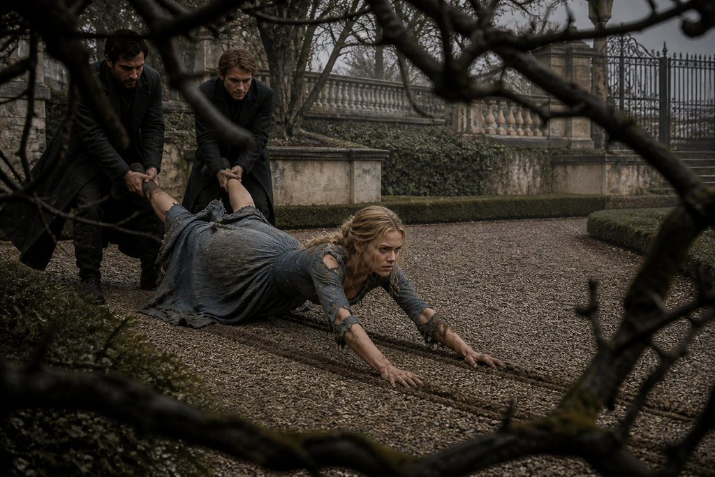 From the branches, Beale saw Oliva dragged across the sunken garden, her heels cutting twin lines through gravel.
