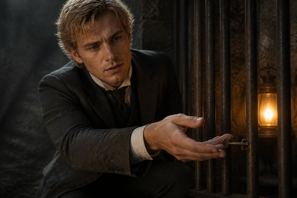 He placed a small key between the bars and opened his empty hand.