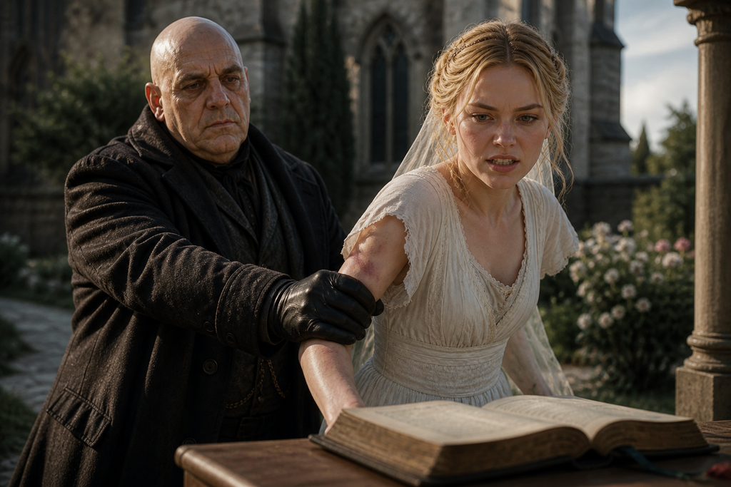 Milsom squeezed her bruised arm, but she pulled free and faced the prayer book.