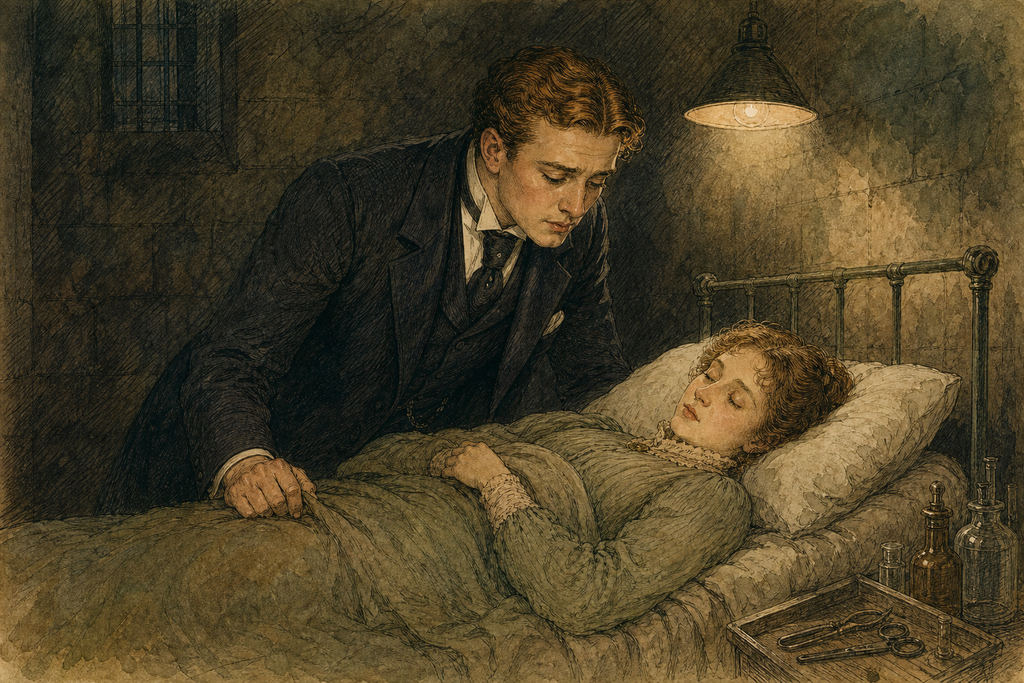 Later, as Phyllis slept, Thomas bent over her, wondering whether death by his hands was kinder than the laboratory.