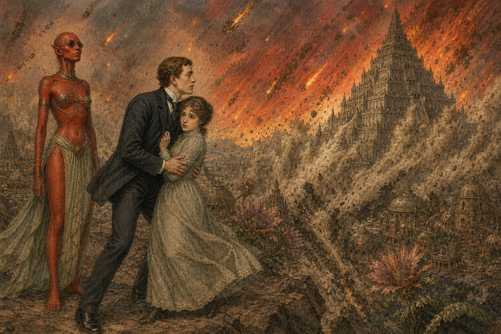Domes and tunnels vanished together, and the ground rolled beneath their feet while blazing debris stained the sky.