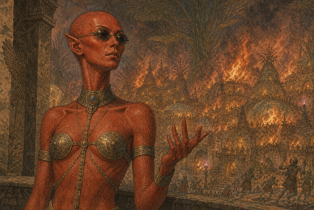 Zumeena watched without flinching and declared, “The Sutenraa empire is ended.”