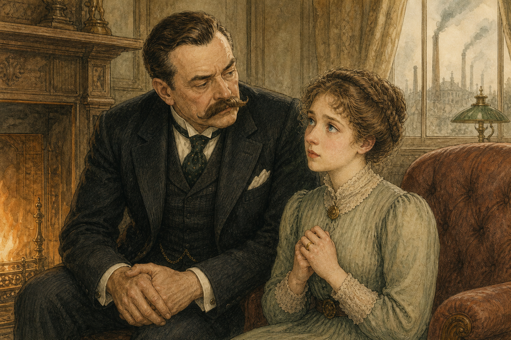 Yet his skepticism softens when he studies Phyllis, pale and bewildered, still wearing Phyllis's Mother's Ring.
