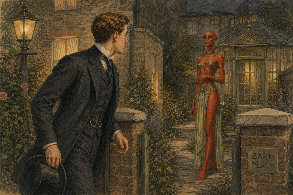 Thus, when she invited him to her private lodging at Bark Place, he followed eagerly, never wondering why her courtship resembled an examination.
