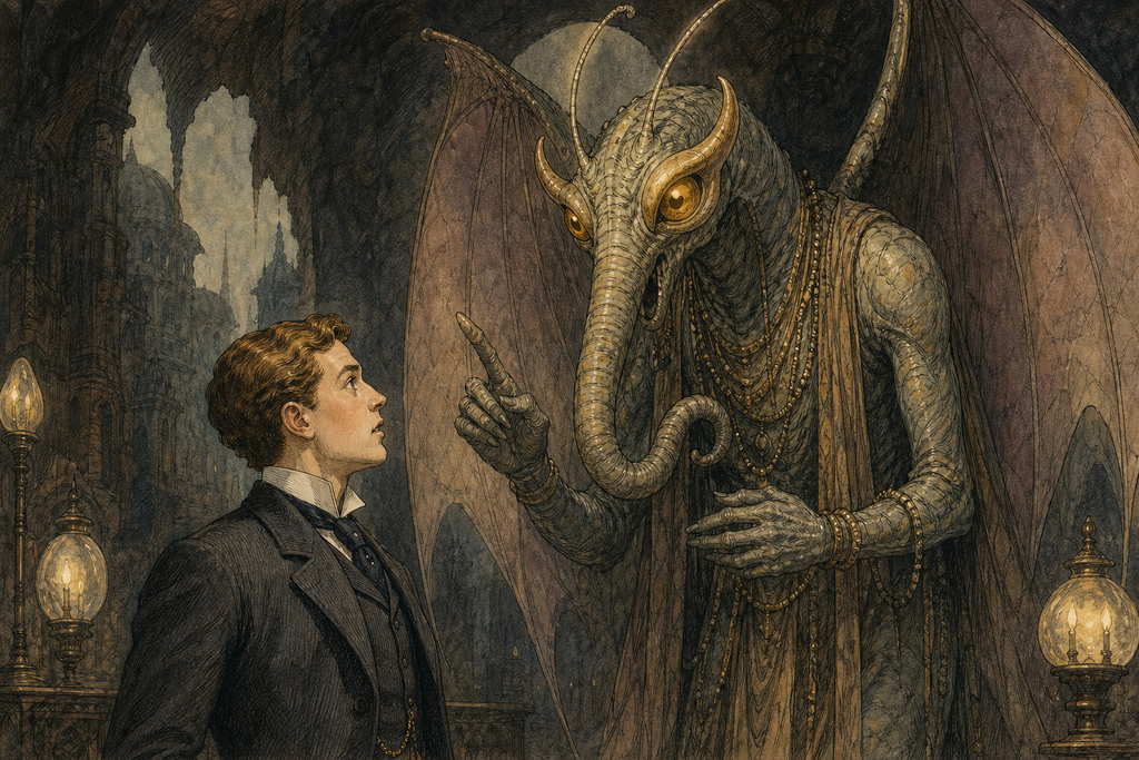 Then a seven-foot Thothen emerged and spoke clearly, its expressive horned eyes fixed directly upon Thomas.
