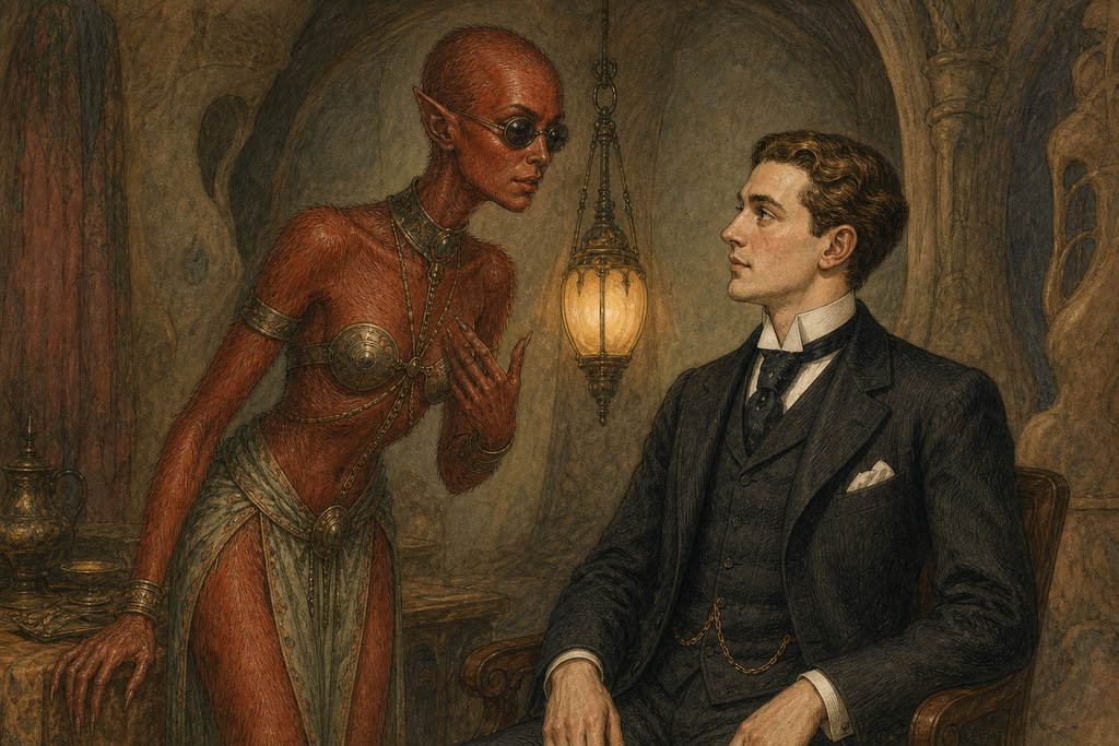 She regarded him with startled admiration, praising his sacrifice and promising that anesthetics would soften the work.