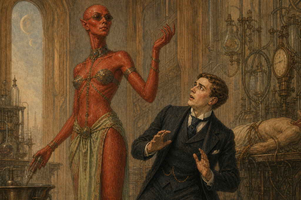 Her composure never shifted; detecting the lie, she withdrew the anesthetics and ordered every experiment performed without mercy.