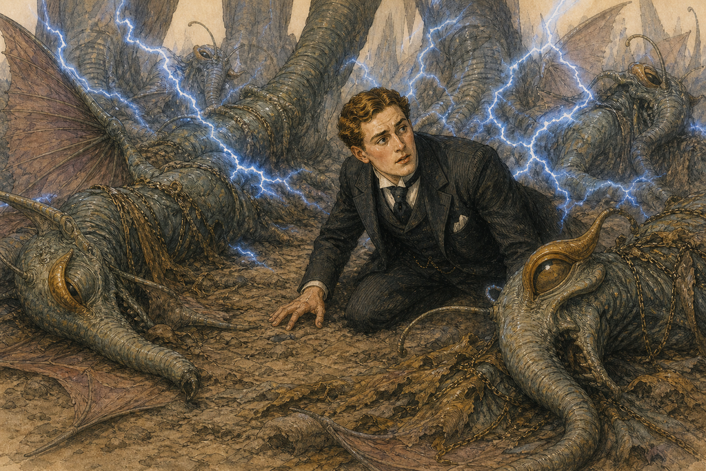 He crawled among wounded and dead Thotheen as blue electrical fire jumped between trunks and winged bodies fell.