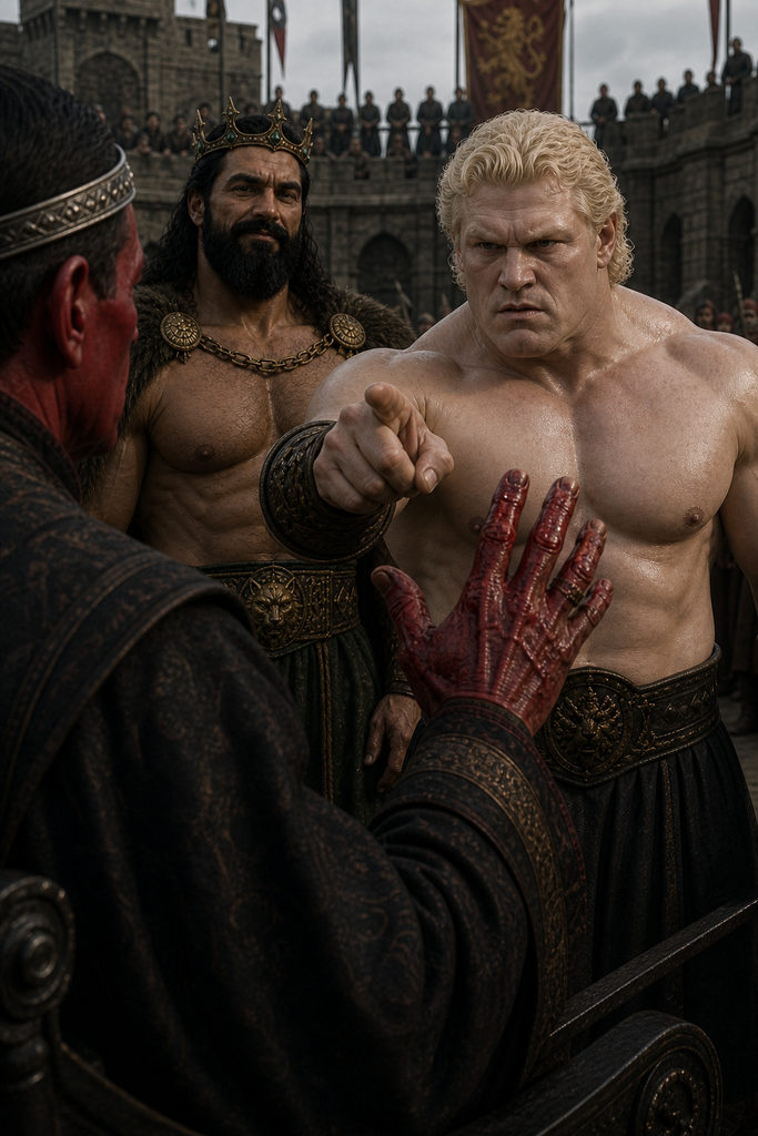 Goldry shows the blood and demands justice.