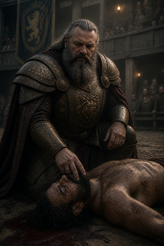 Lord Corund finds the broken body stone dead.