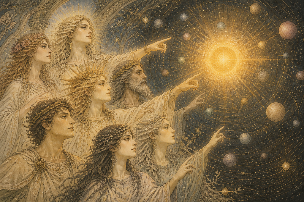 Suns flared where their fingers pointed, while fragile spheres began circling through the Worlds.