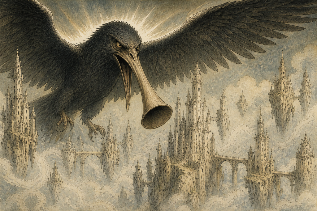Above Pegana, Mosahn spread enormous wings, and his trumpet voice tore through creation.