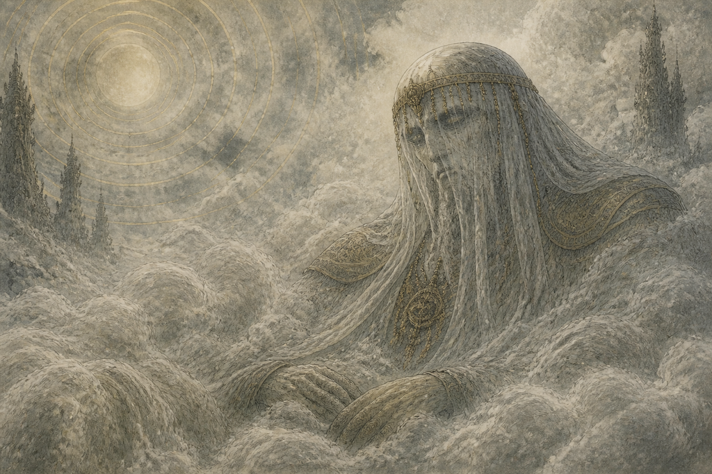 The endless music wearied MANA-YOOD-SUSHAI, who sank beneath the mist into sleep.
