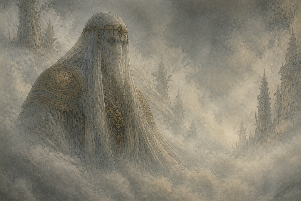 MANA-YOOD-SUSHAI remained alone in the deep stillness, veiled once more by unmoving mist.