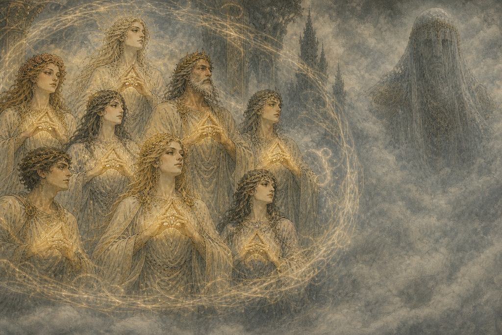 That unbroken sound became a shield, hiding every secret gesture from the sleeper in the mist.