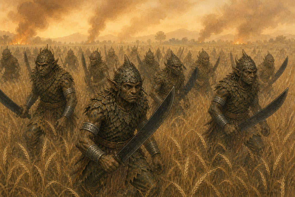 Enemy ranks kept rising from the fields.
