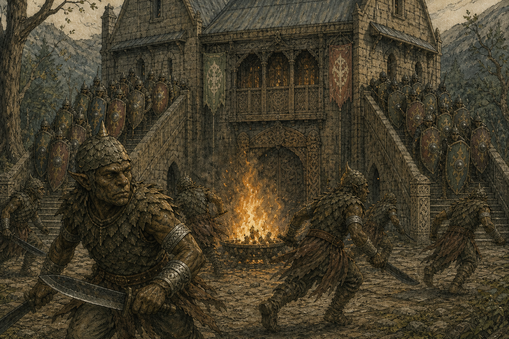 The Dusky Men broke around it, but the Mote House stairs still bristled with locked shields.