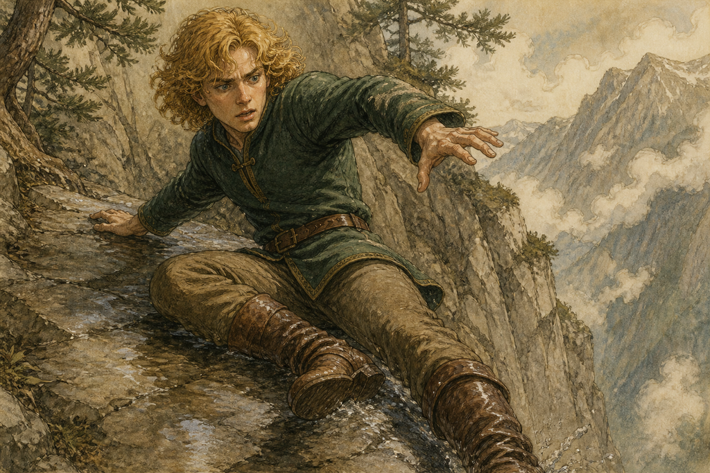 Wet pine became cold stone beneath his sliding boots.