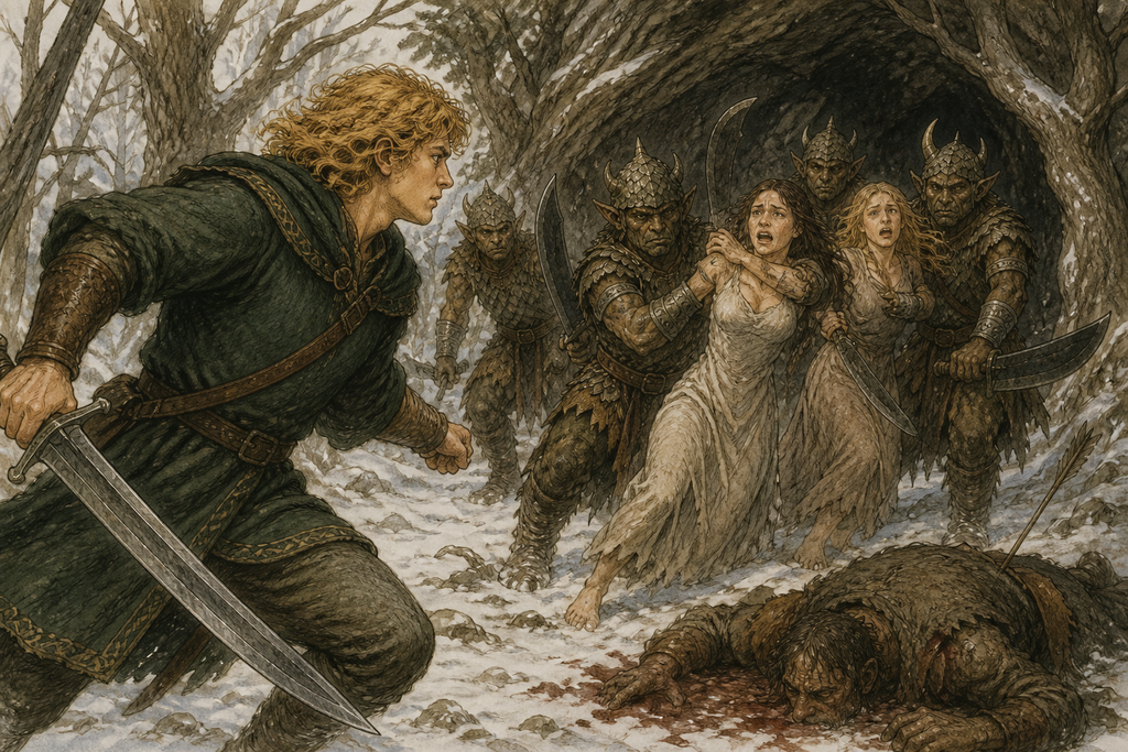 Face of God found a murdered woodsman, two daughters struggling, and horn-scaled raiders dragging them toward the dark.
