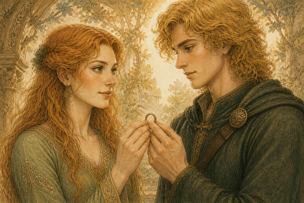 Their fingers closed around it together.