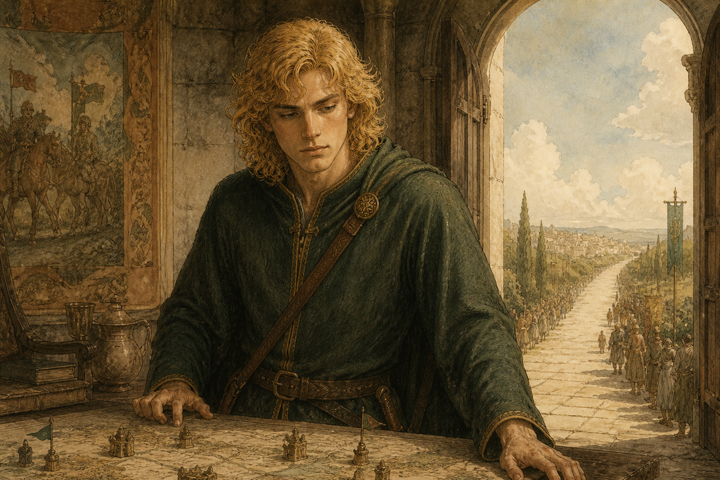 The restless heir did not look toward the road.