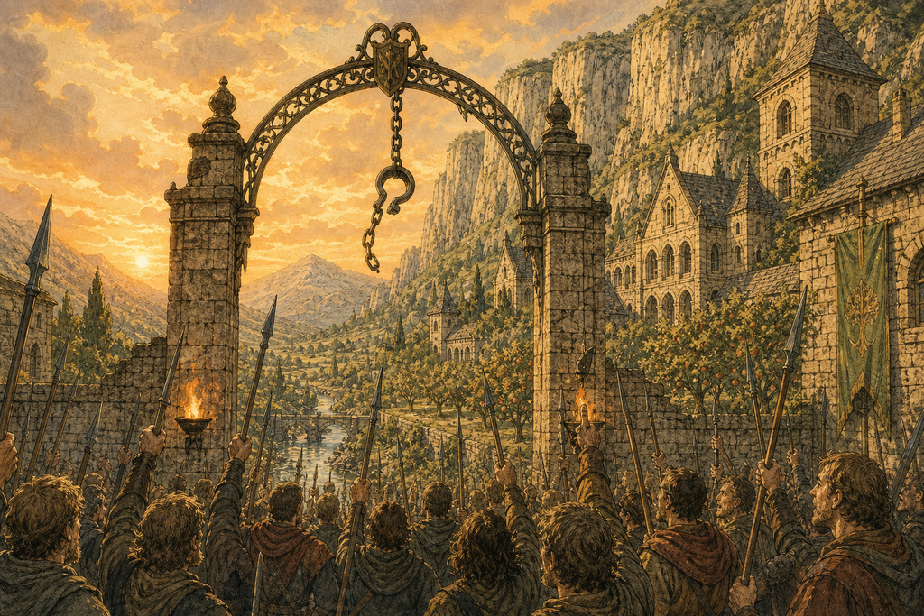 By dusk, the broken shackle hung above the gate assembly, and more hands were reaching for weapons.