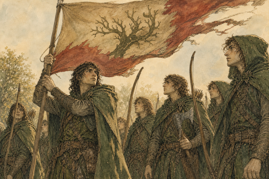 Outside, the Woodland Carles unfurled an old banner.