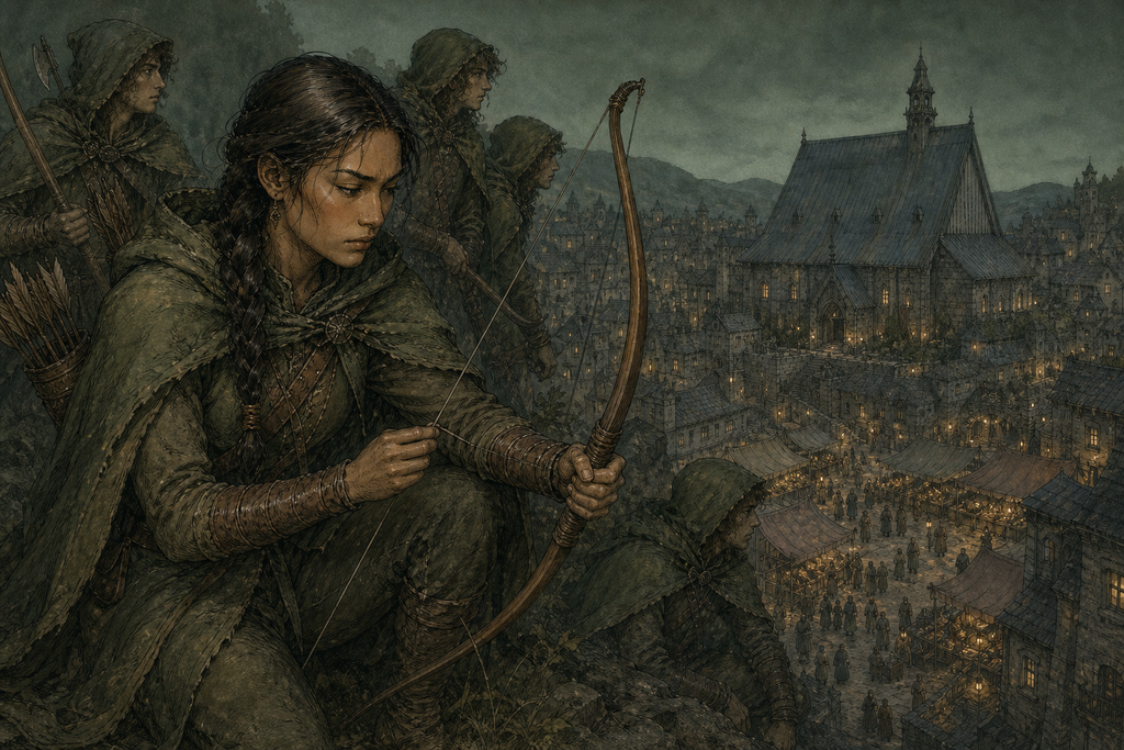 Bow May crawled along the ridge with the Woodland Carles, her fingers reading each bowstring in the dark.