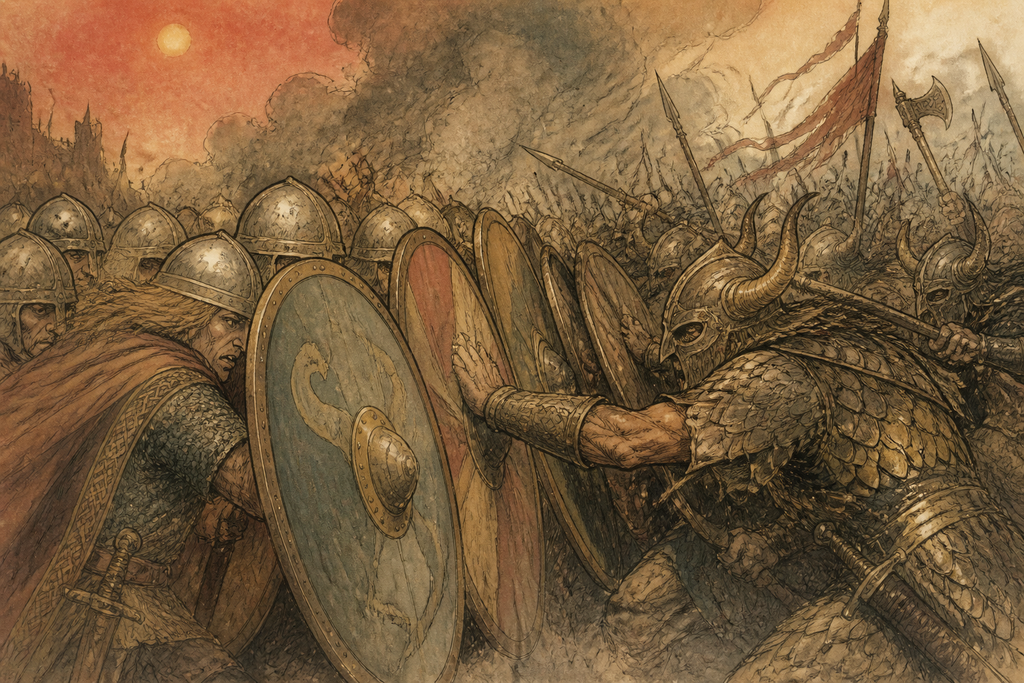 War swallowed the morning in smoke, horn scales, and the hard knock of shields.