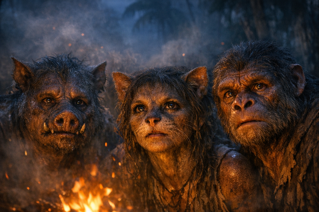 Their faces were wrong in different ways, yet each one carried a terrible echo of something human.