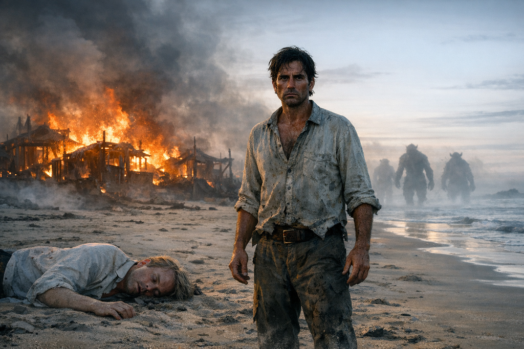By the next sunrise the enclosure was a furnace, Montgomery lay dying in the sand, and Prendick stood alone with fire behind him and monsters ahead.