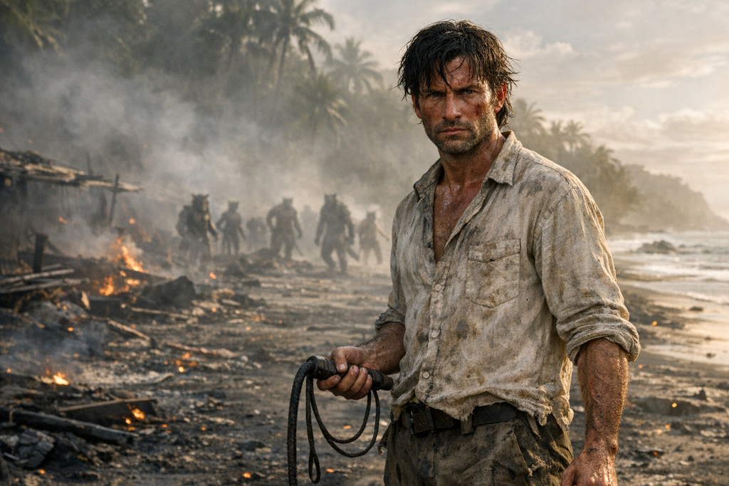 Smoke drifted over the beach for days while Prendick ruled the beast folk with a whip, a lie, and a loaded stare.
