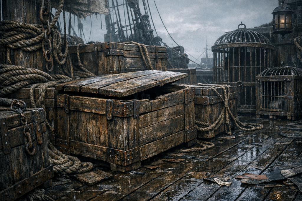 Nothing aboard felt like trade, and every crate seemed to hide a secret.