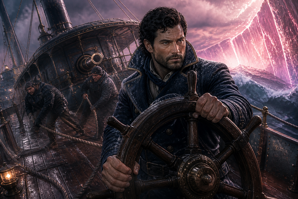 Lexington seized the wheel while sailors dragged useless ropes across the tilting deck.