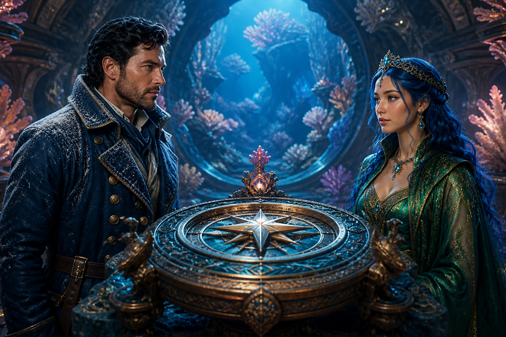 When the reef slid past, Lexington found Lyone waiting beside the silent compass.